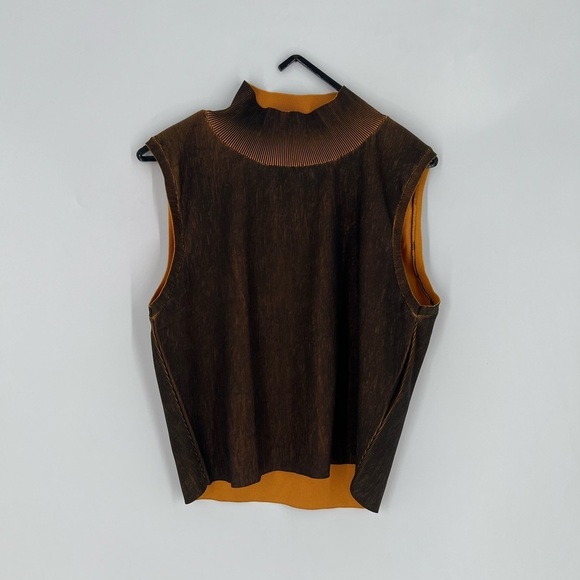 Zara Knitted Distressed Ombré Effect Orange Lined Mock Neck Top - Picture 1 of 5